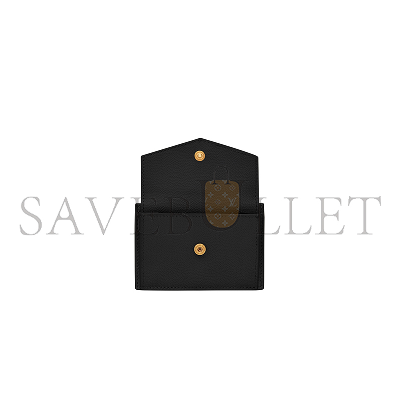 YSL UPTOWN FLAP CARD CASE IN GRAIN DE POUDRE LEATHER 5823051GF0J1000 (10.5*7*1.5cm)